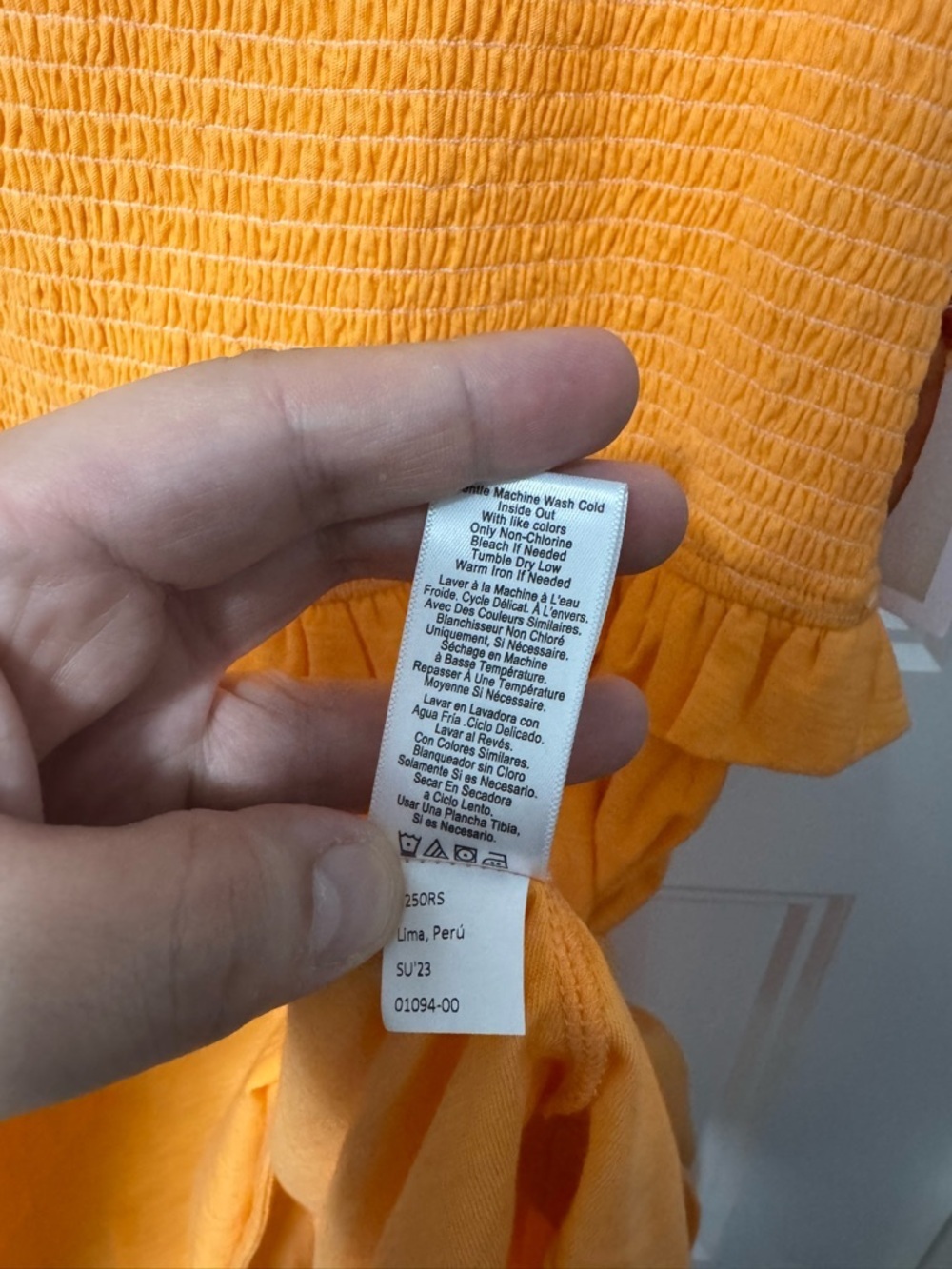 080 NATION LTD. Women's Ginger Smocked Pima Cotton Dress - Tang, Medium - Picture 12 of 16
